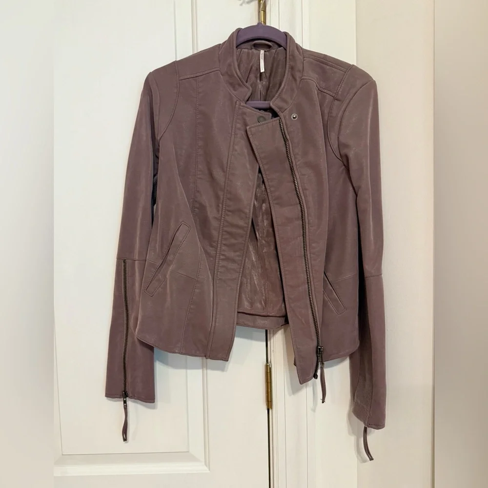 Free people Mauve faux leather Vegan Jacket - Picture 2 of 6